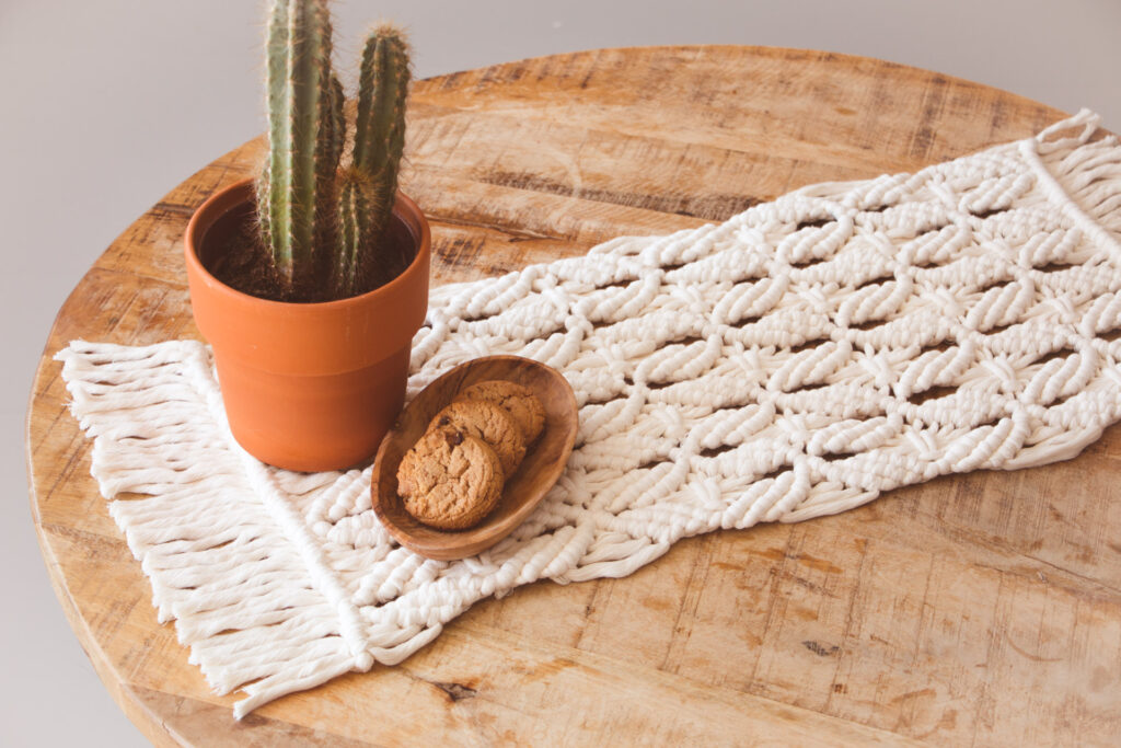  macrame tafelkleedje in naturelkleur 