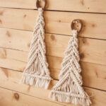  kerstboompje van macrame in naturel kleur 